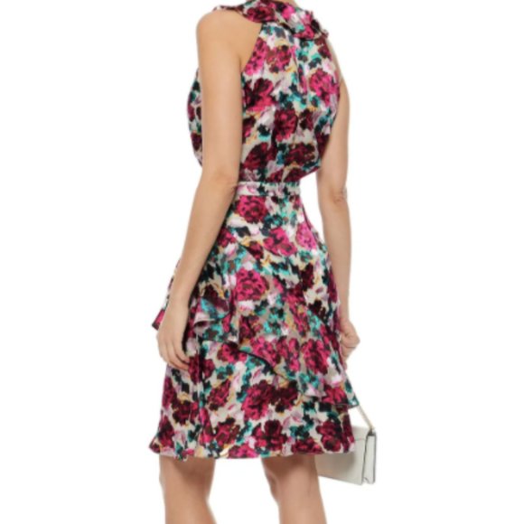 Saloni Rita Ruffled Floral Fil Coupé Chiffon Dress - Picture 4 of 8